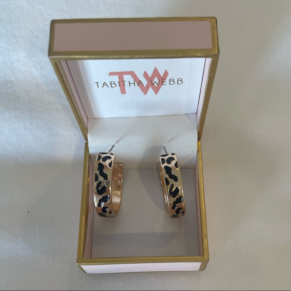 Cheetah print gold hoops